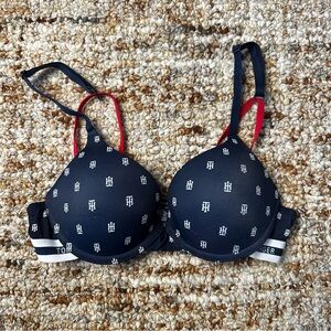 ❤️SOLD❤️Tommy Hilfiger Navy Blue/Red Micro T-shirt Push-up Bra
